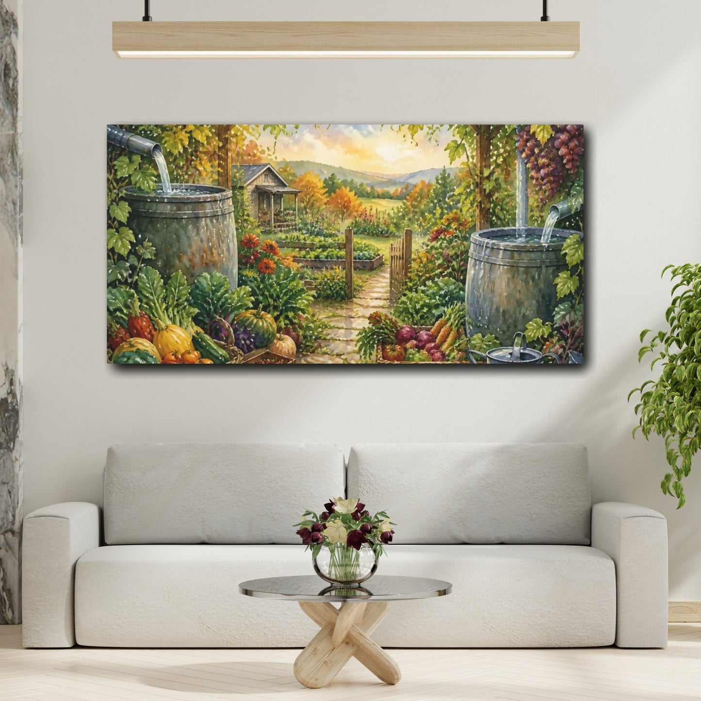 Mockup 2. Autumn Homestead Harvest shown as canvas print