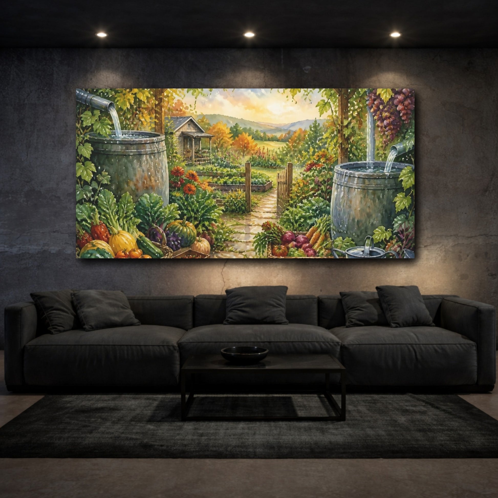 Mockup 3. Autumn Homestead Harvest shown as canvas print