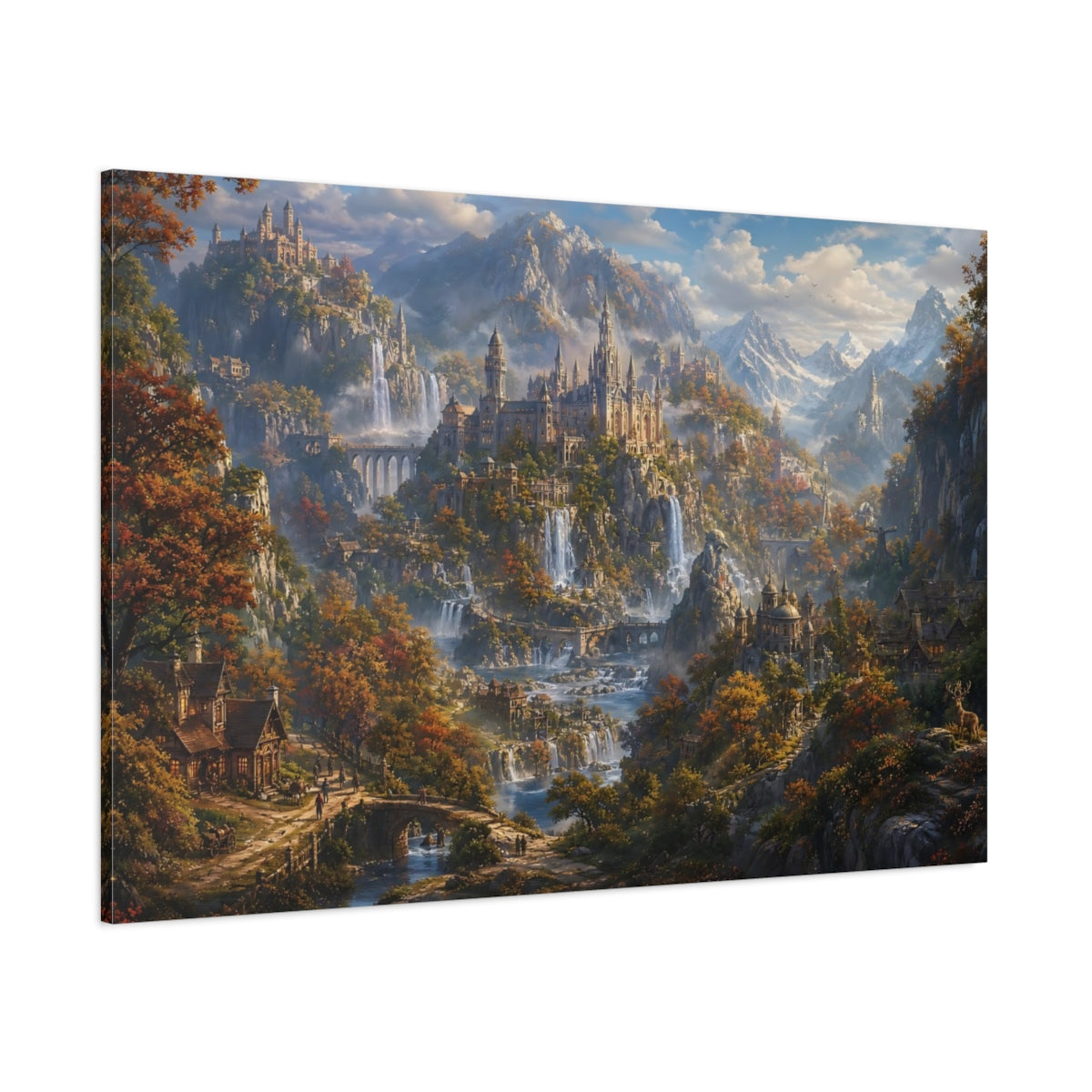 Side Mockup 1. Autumn Mountain Kingdom shown as canvas print