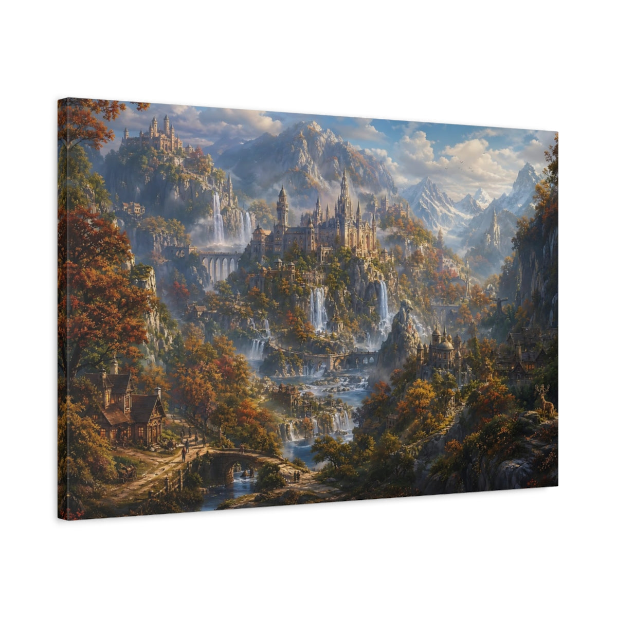 Side Mockup 2. Autumn Mountain Kingdom shown as canvas print