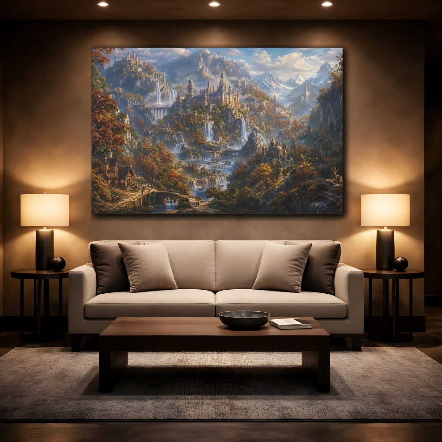 Mockup 2. Autumn Mountain Kingdom shown as canvas print