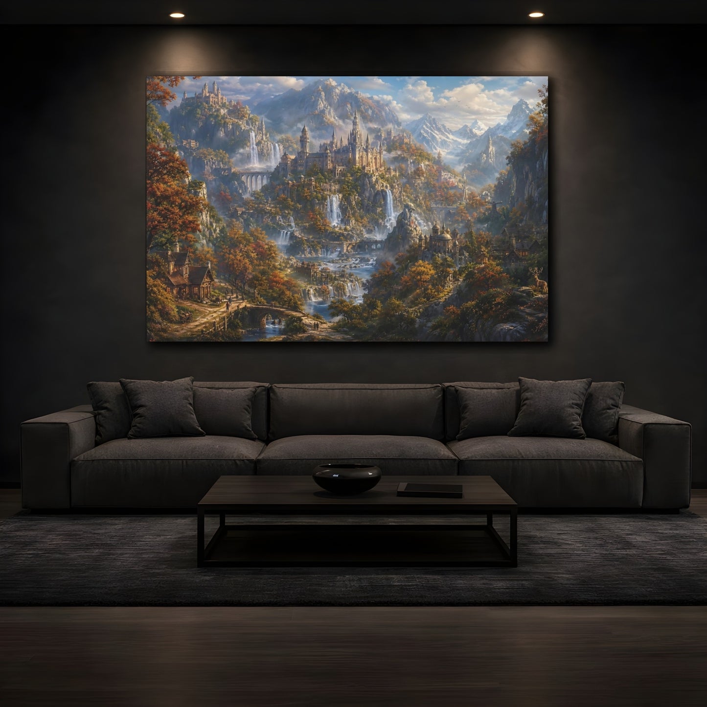 Mockup 3. Autumn Mountain Kingdom shown as canvas print