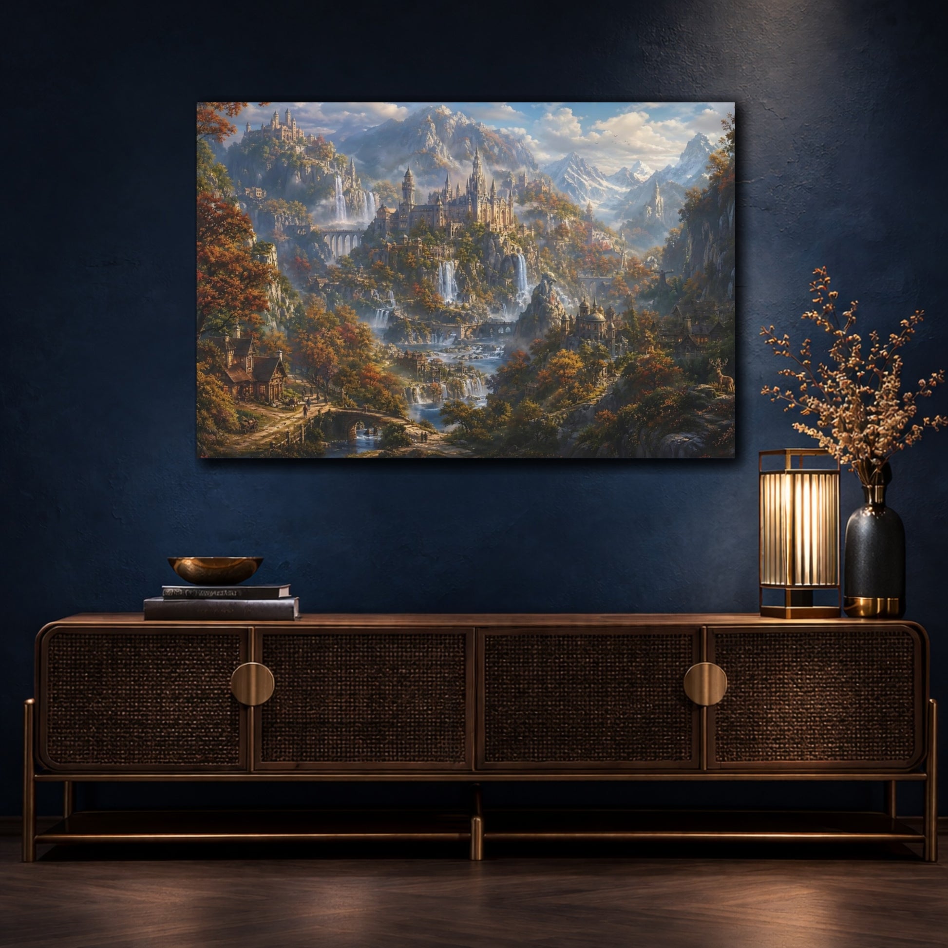 Mockup 4. Autumn Mountain Kingdom shown as canvas print