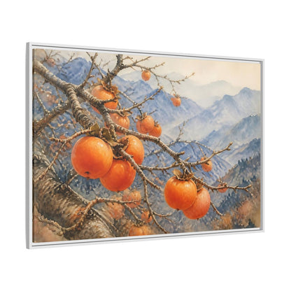 Side Mockup 7. Autumn Persimmon Branch shown as framed canvas print