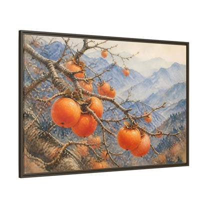 Side Mockup 8. Autumn Persimmon Branch shown as framed canvas print