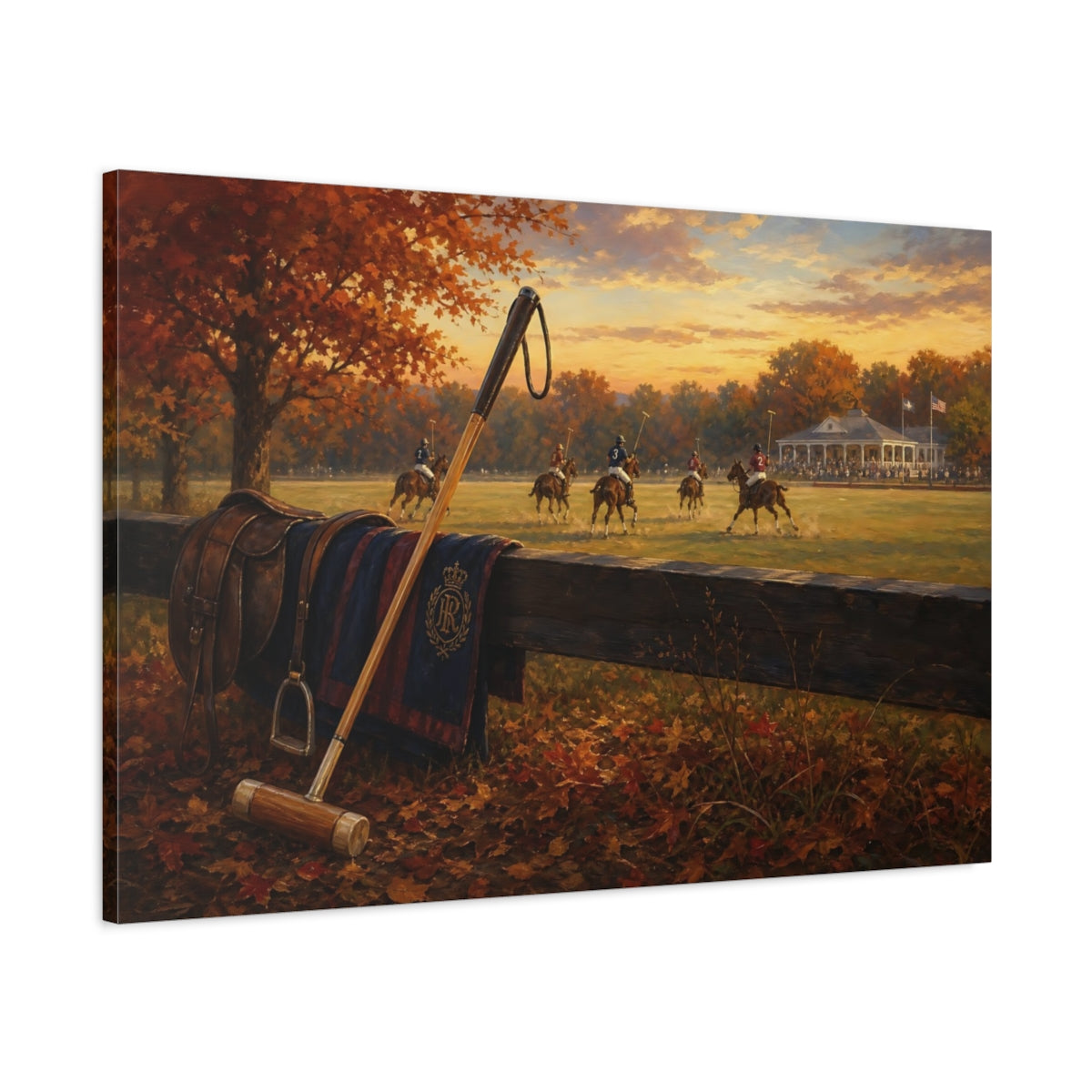 Main Mockup. Autumn Polo At Sunset shown as canvas print