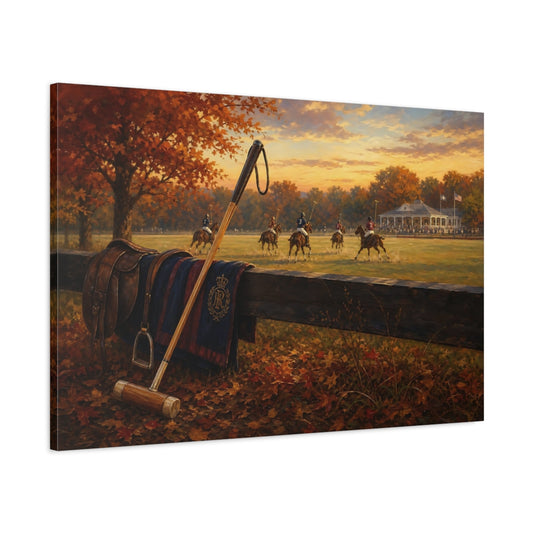 Main Mockup. Autumn Polo At Sunset shown as canvas print