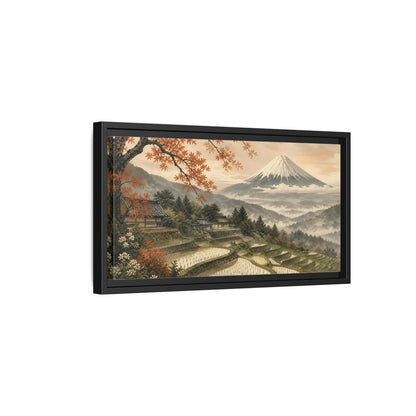 Side Mockup 8. Autumn Rice Terraces shown as framed canvas print