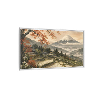Side Mockup 3. Autumn Rice Terraces shown as framed canvas print