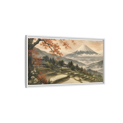 Side Mockup 1. Autumn Rice Terraces shown as framed canvas print