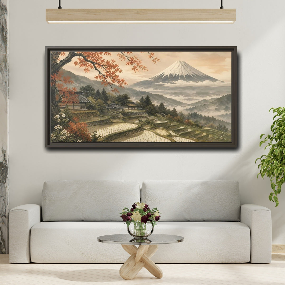 Mockup 2. Autumn Rice Terraces shown as framed canvas print
