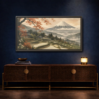 Mockup 4. Autumn Rice Terraces shown as framed canvas print