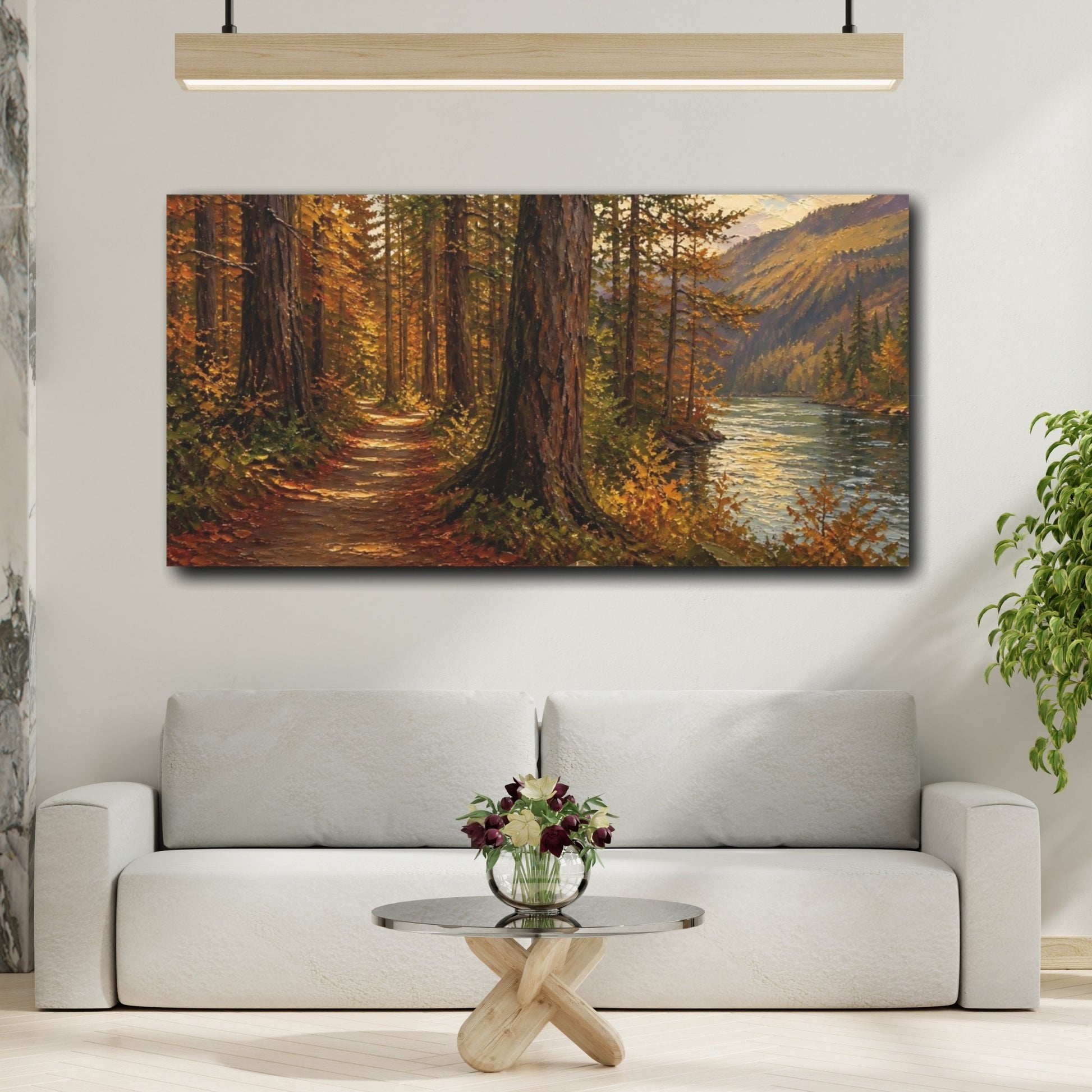 Mockup 2. Autumn River Trail shown as canvas print