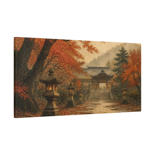 Main Mockup. Autumn Shrine Pathway shown as canvas print