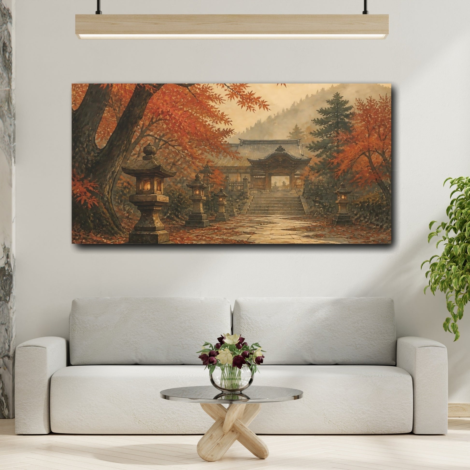 Mockup 2. Autumn Shrine Pathway shown as canvas print