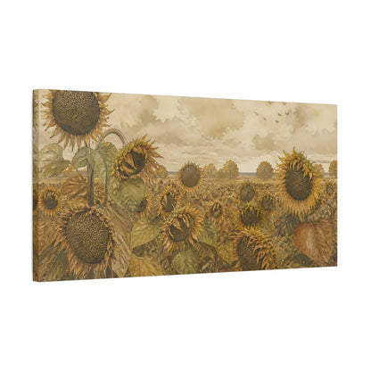 Side Mockup 1. Autumn Sunflower Field shown as canvas print
