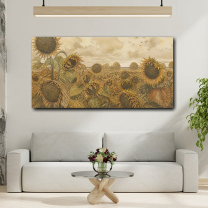 Mockup 2. Autumn Sunflower Field shown as canvas print