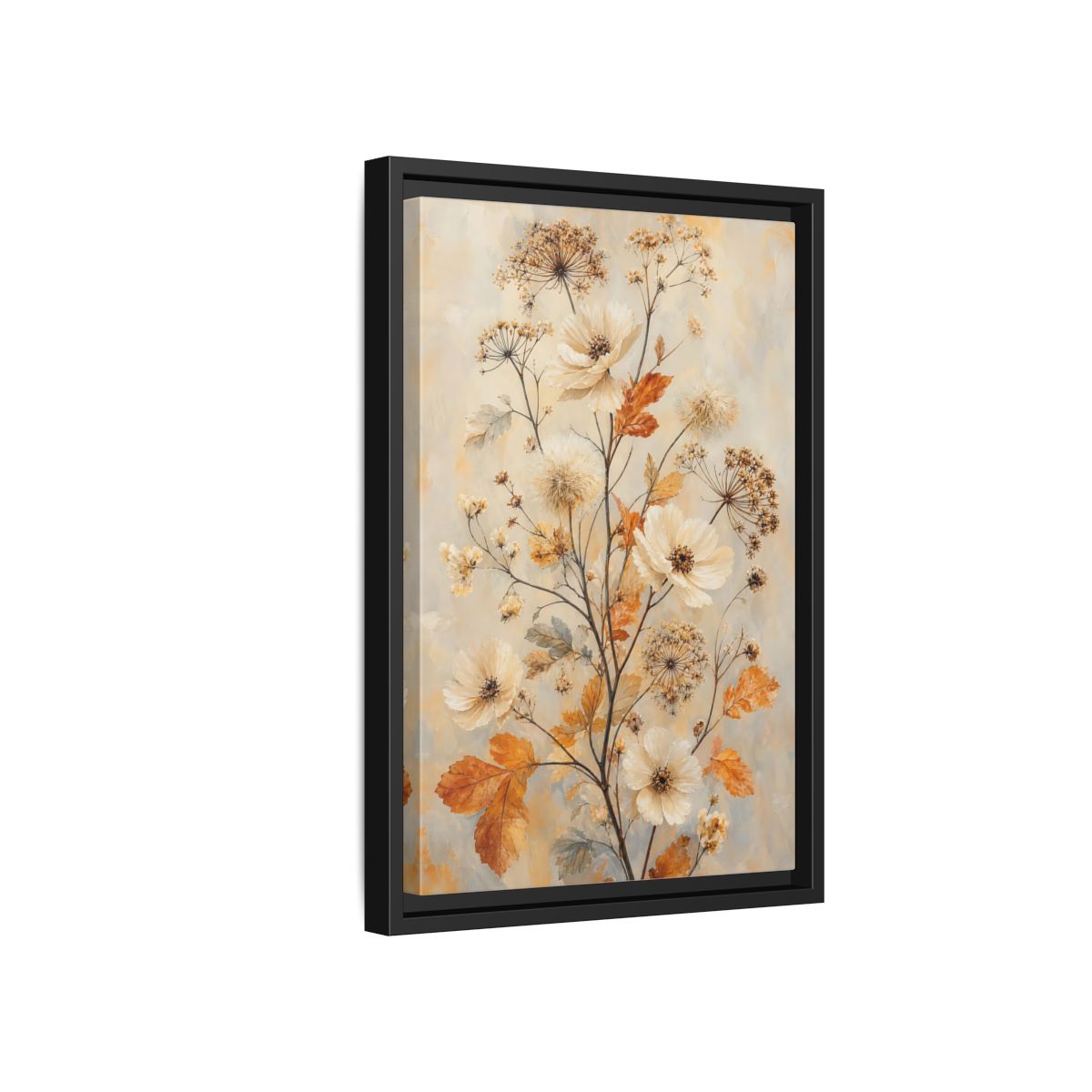 Side Mockup 6. Autumn Wildflower Bouquet shown as framed canvas print