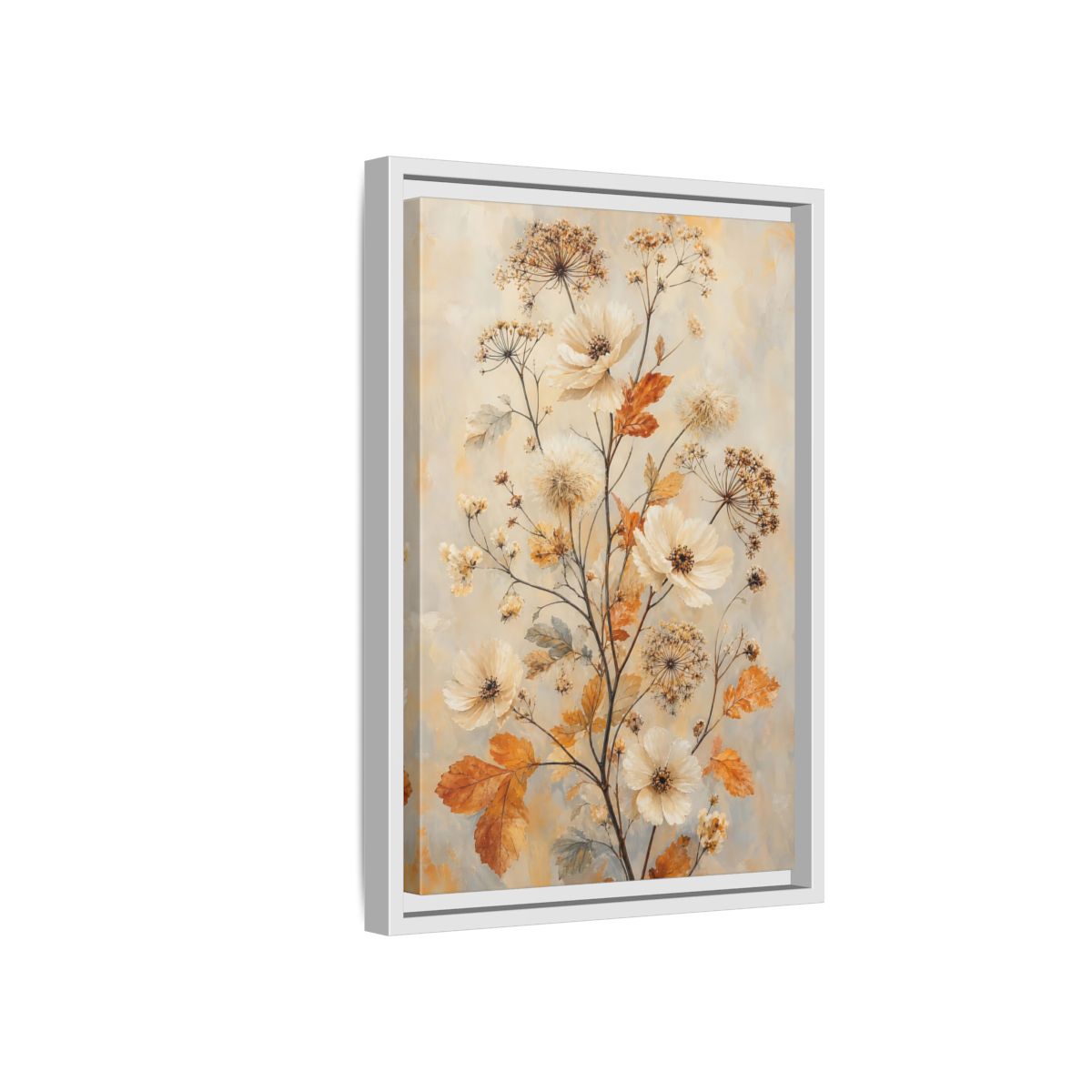 Side Mockup 4. Autumn Wildflower Bouquet shown as framed canvas print