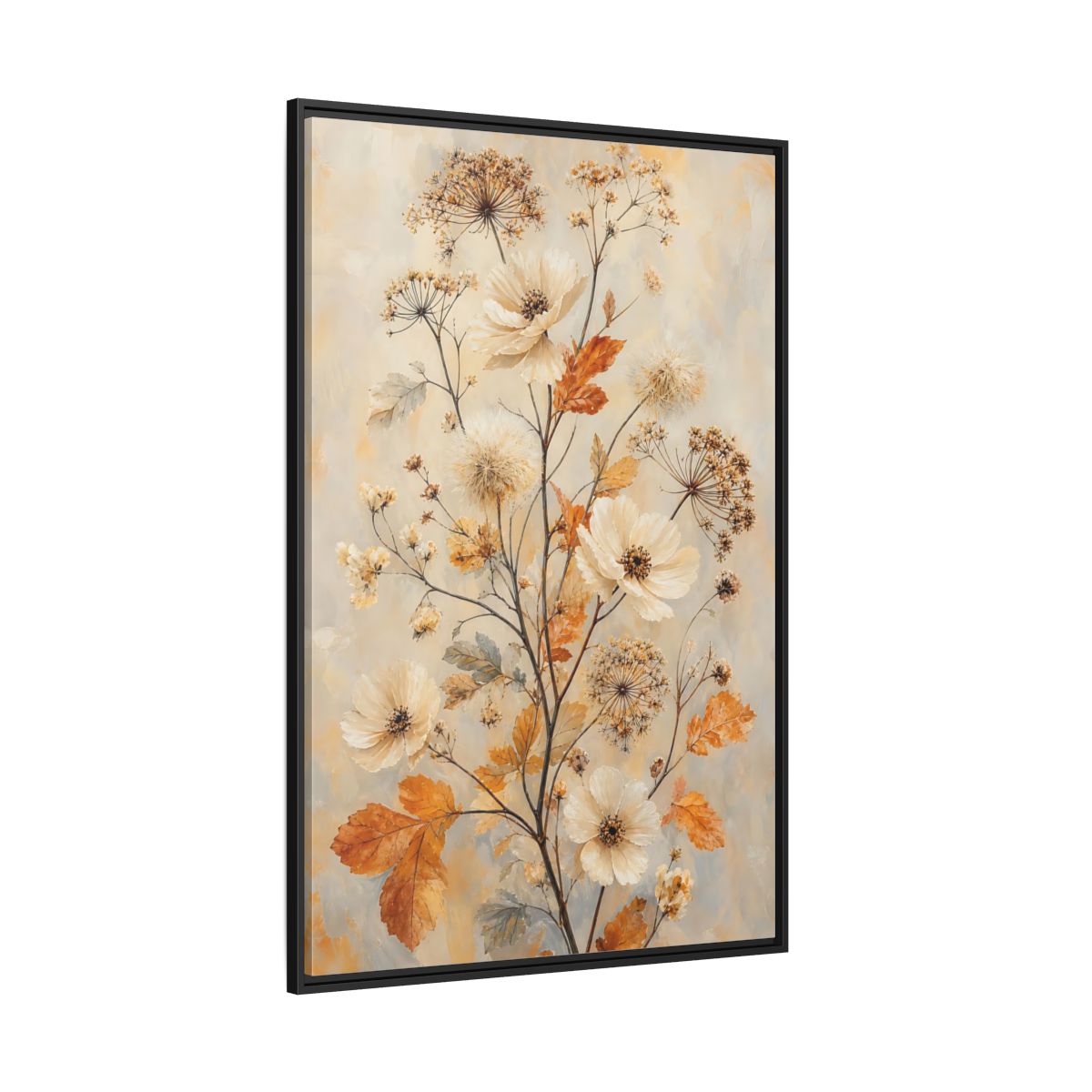 Side Mockup 12. Autumn Wildflower Bouquet shown as framed canvas print