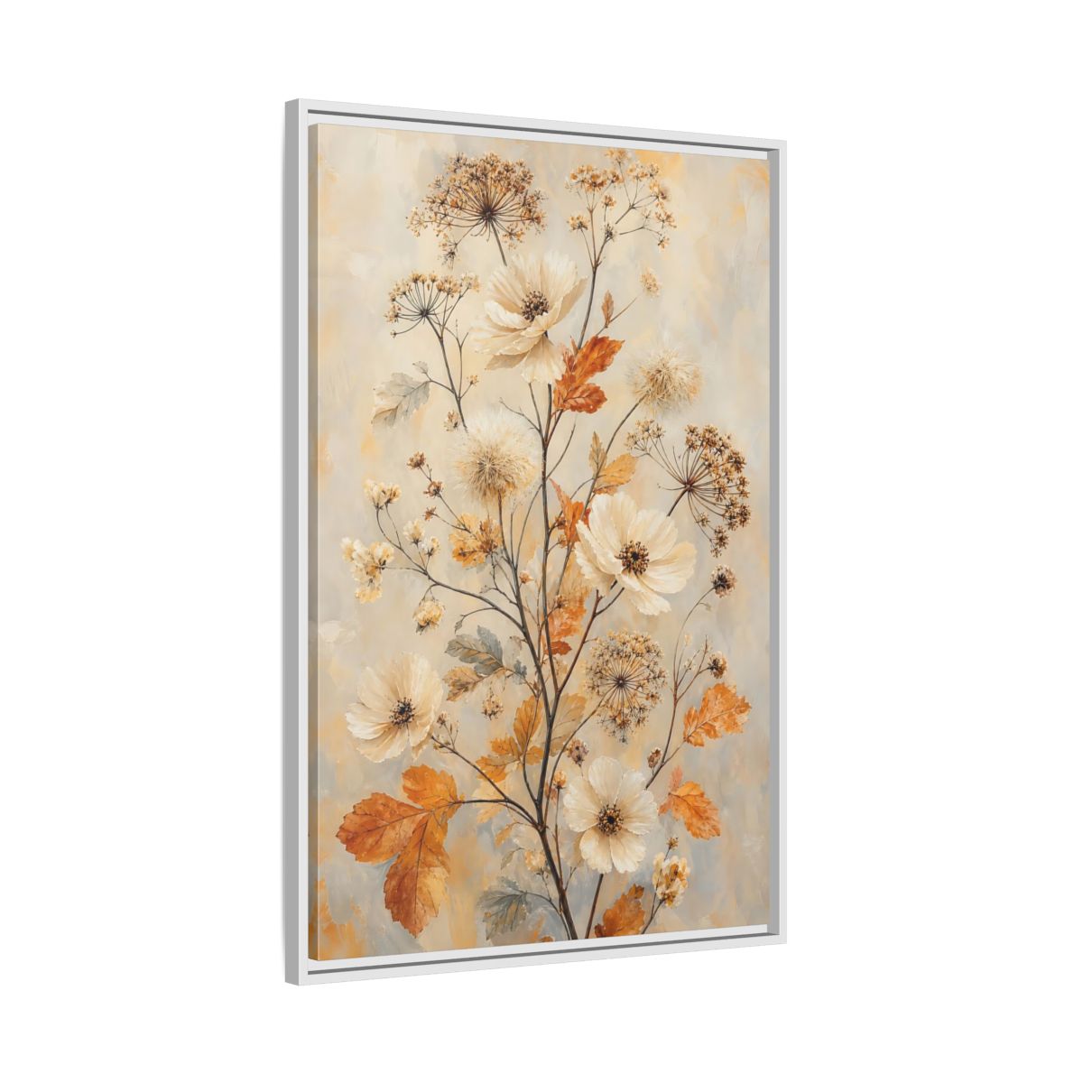Side Mockup 9. Autumn Wildflower Bouquet shown as framed canvas print