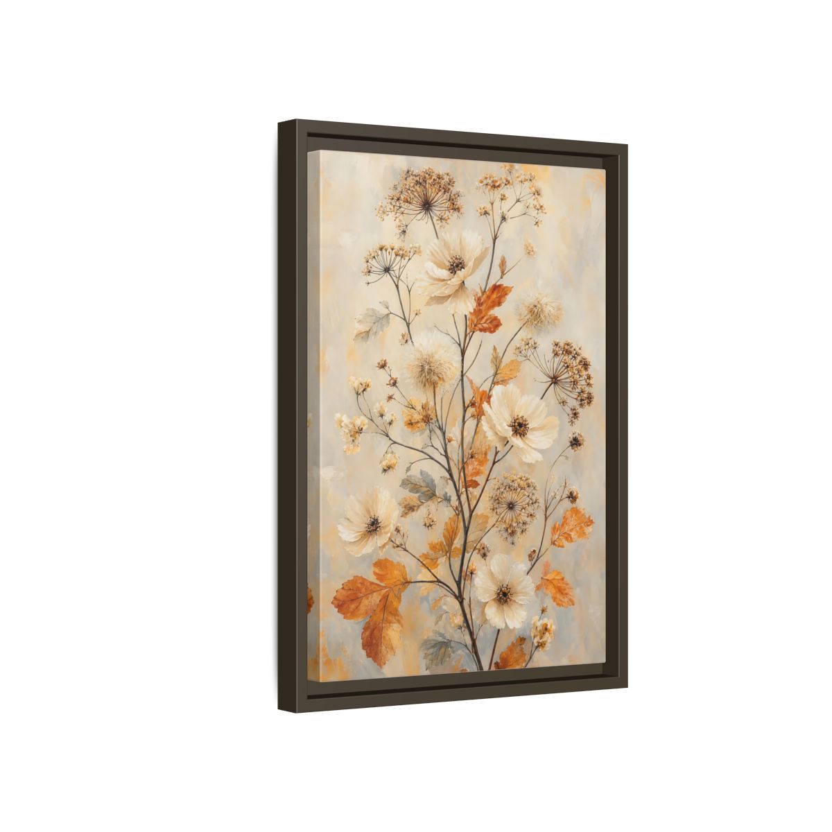 Side Mockup 5. Autumn Wildflower Bouquet shown as framed canvas print