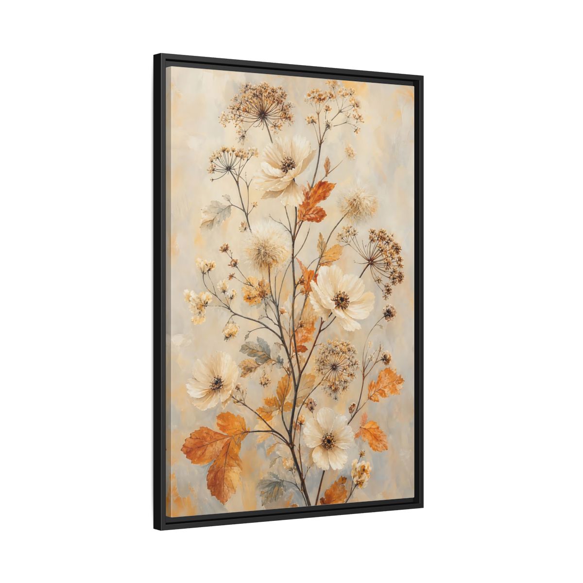 Side Mockup 13. Autumn Wildflower Bouquet shown as framed canvas print