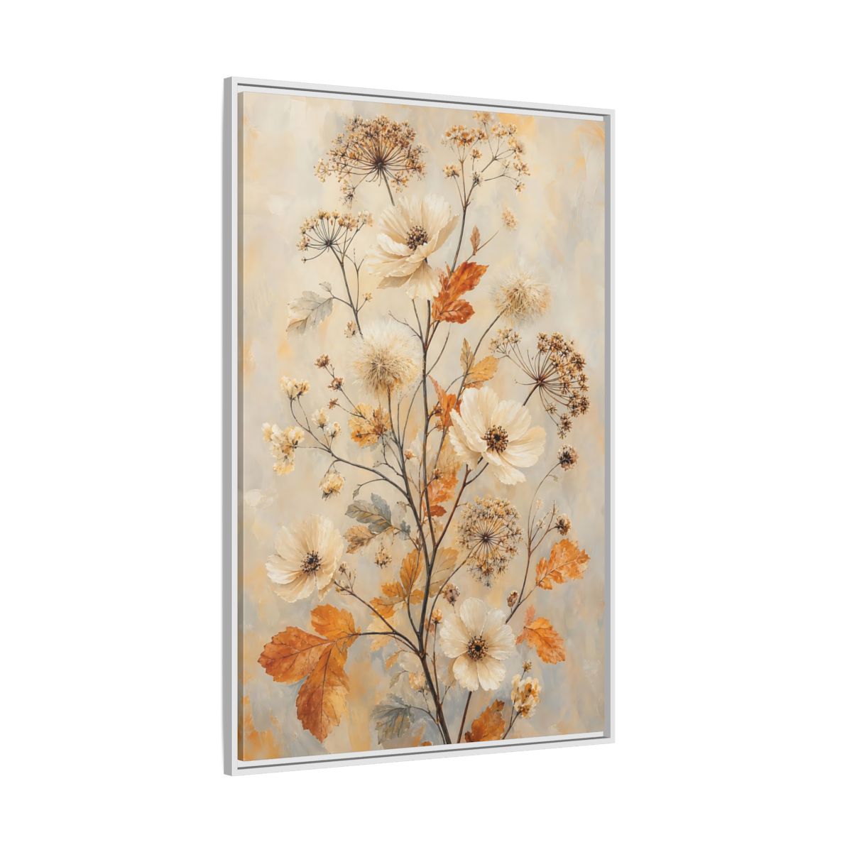 Side Mockup 7. Autumn Wildflower Bouquet shown as framed canvas print