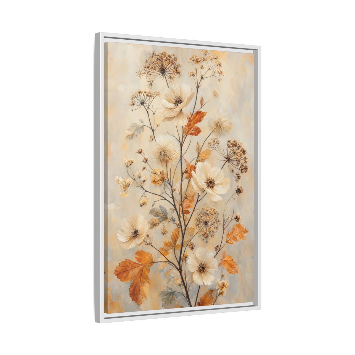 Side Mockup 10. Autumn Wildflower Bouquet shown as framed canvas print