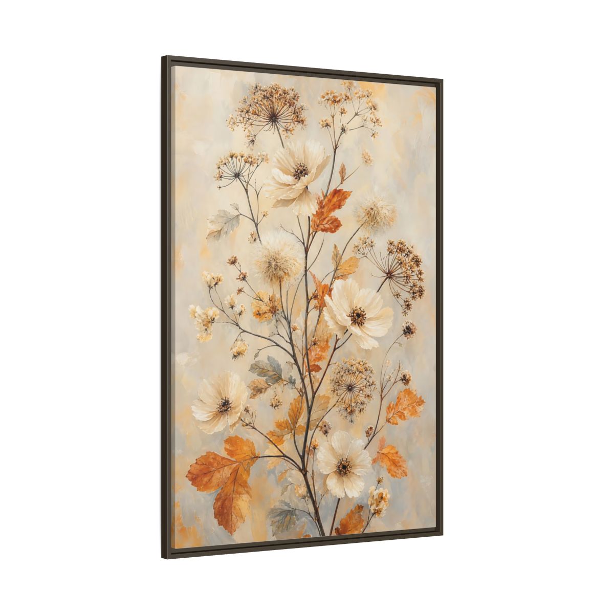 Side Mockup 8. Autumn Wildflower Bouquet shown as framed canvas print