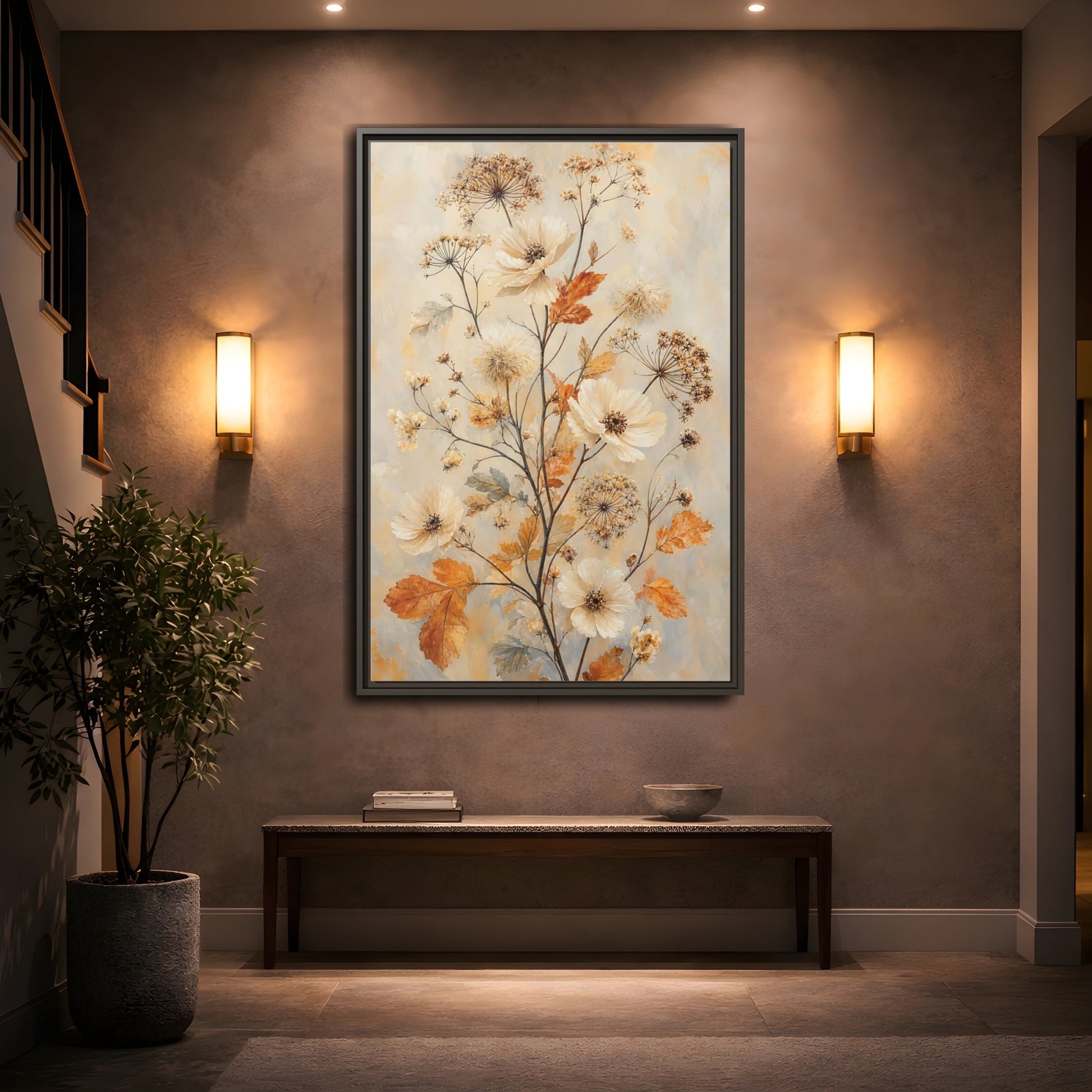 Mockup 2. Autumn Wildflower Bouquet shown as framed canvas print