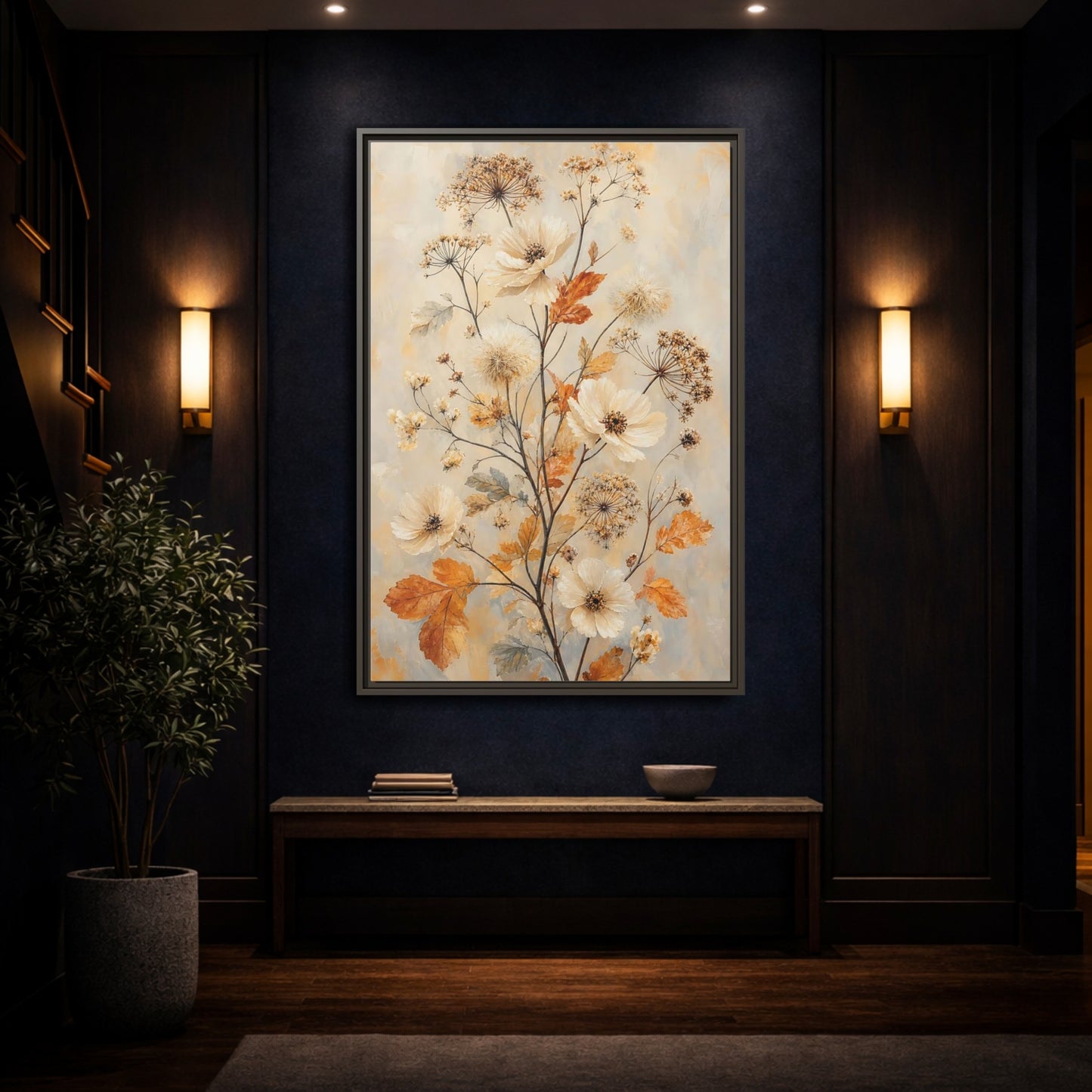 Mockup 4. Autumn Wildflower Bouquet shown as framed canvas print