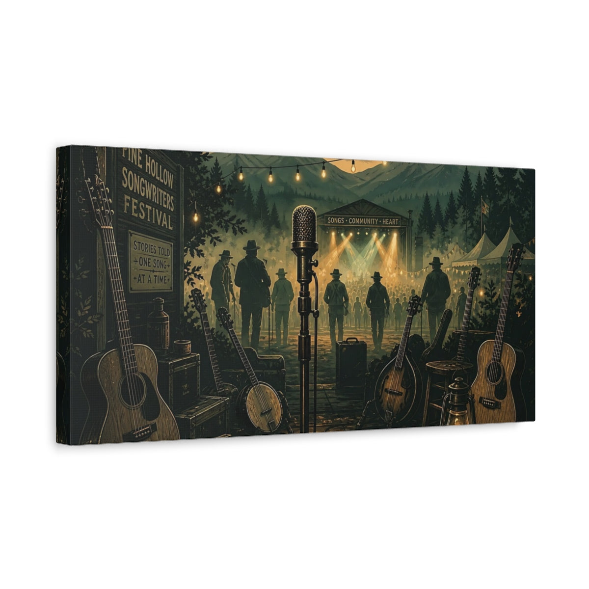 Side Mockup 3. Backstage At Pine Hollow shown as canvas print