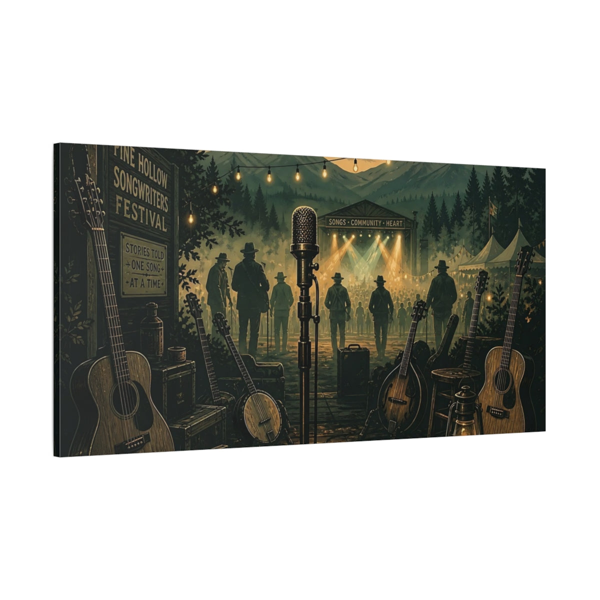 Side Mockup 2. Backstage At Pine Hollow shown as canvas print