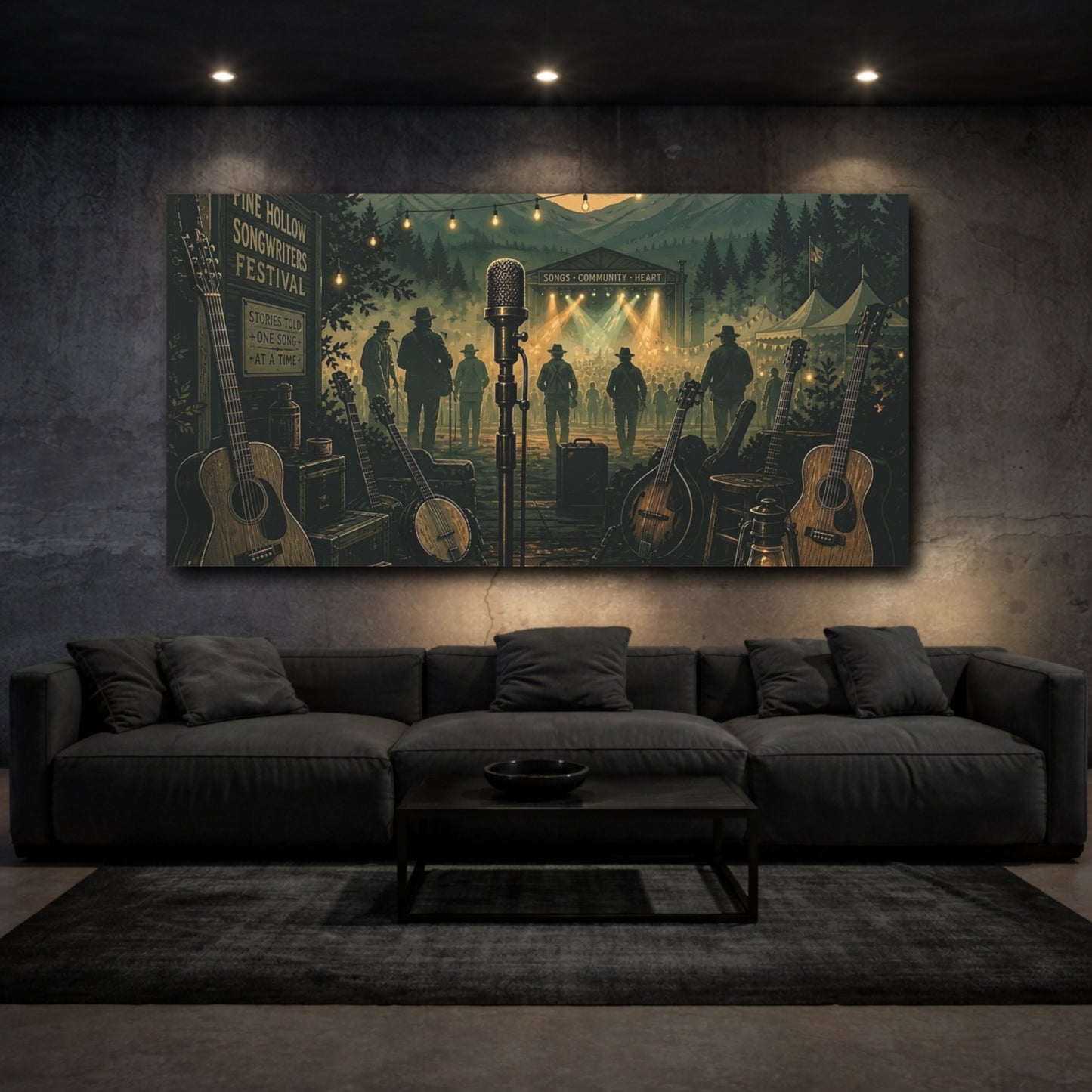 Mockup 3. Backstage At Pine Hollow shown as canvas print