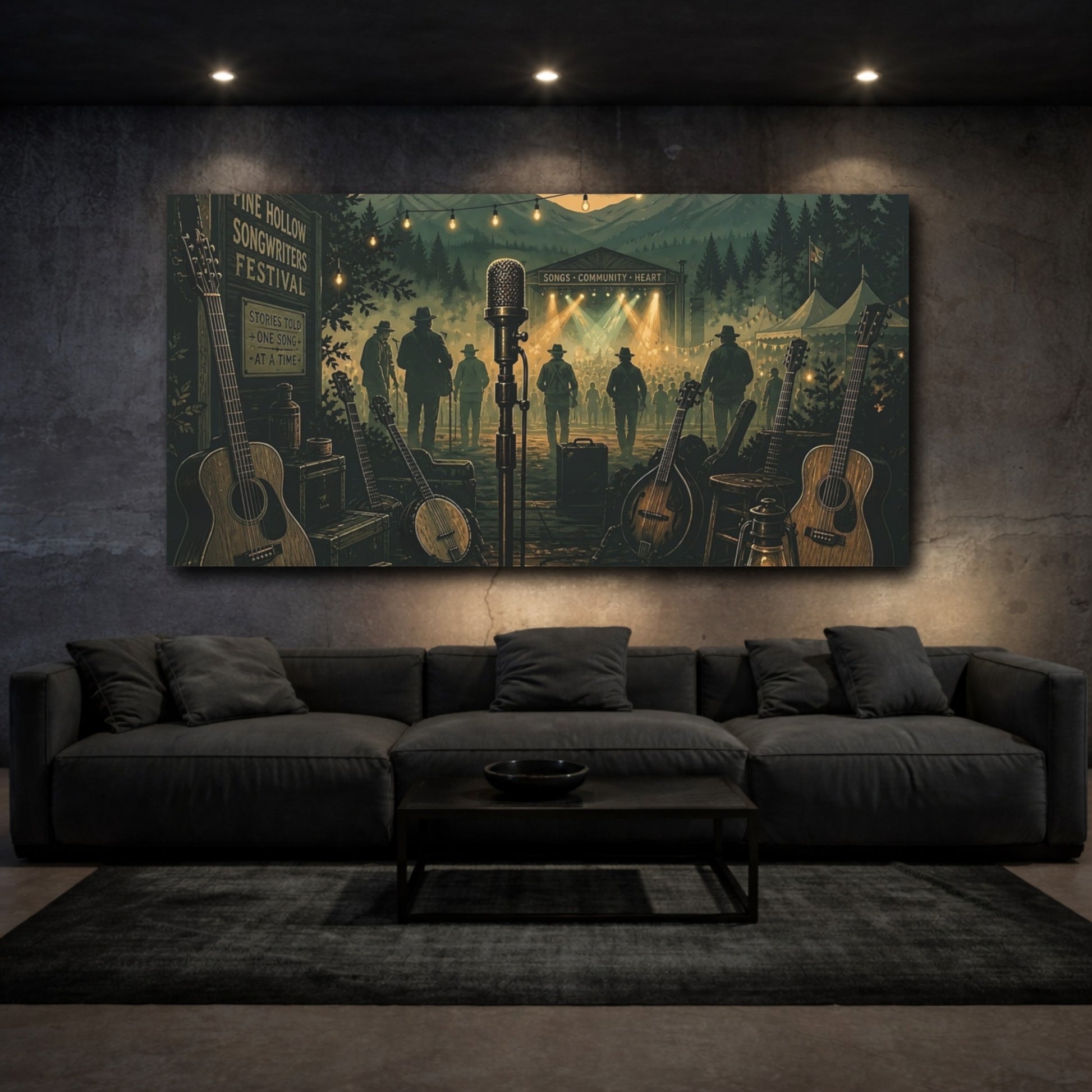 Mockup 3. Backstage At Pine Hollow shown as canvas print