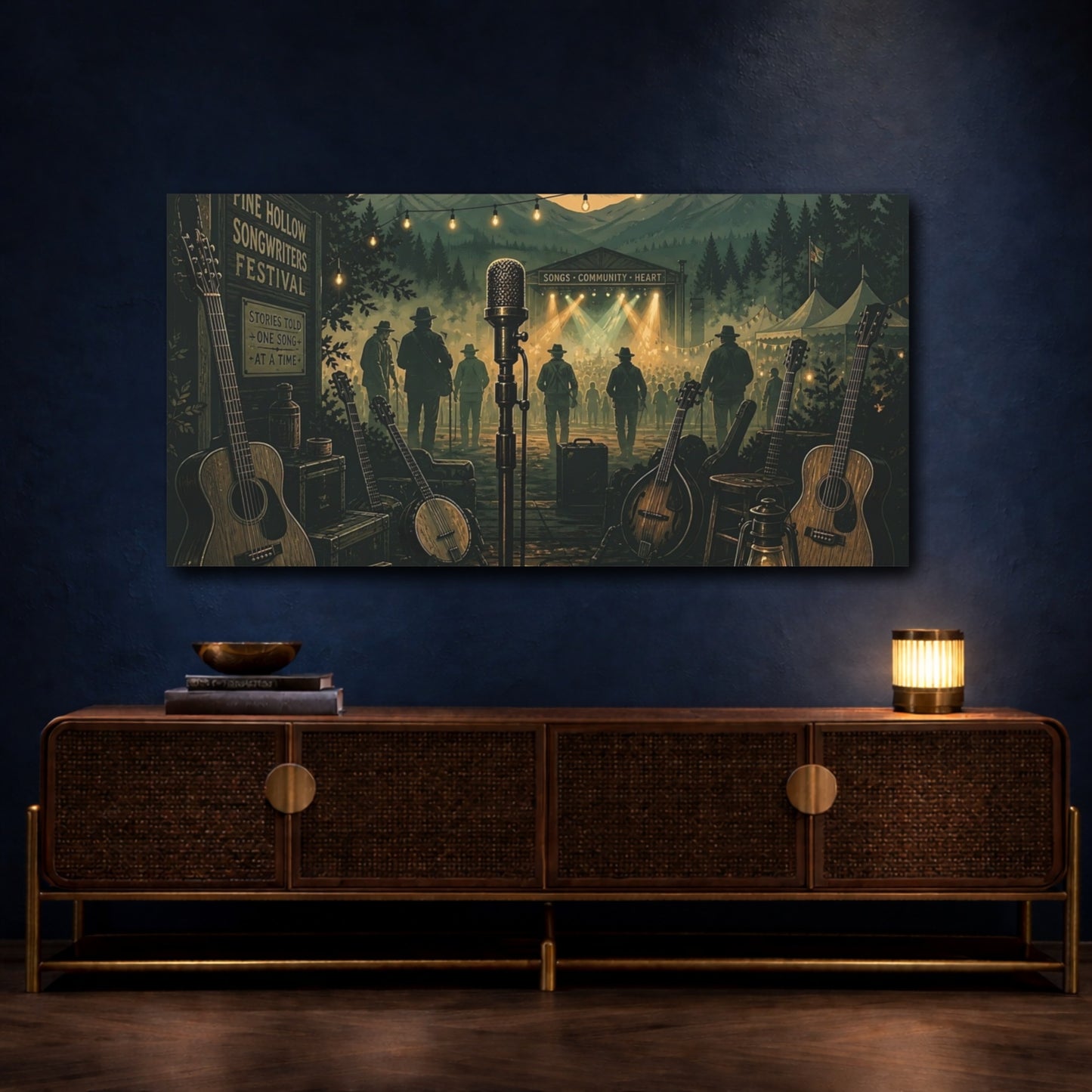 Mockup 4. Backstage At Pine Hollow shown as canvas print