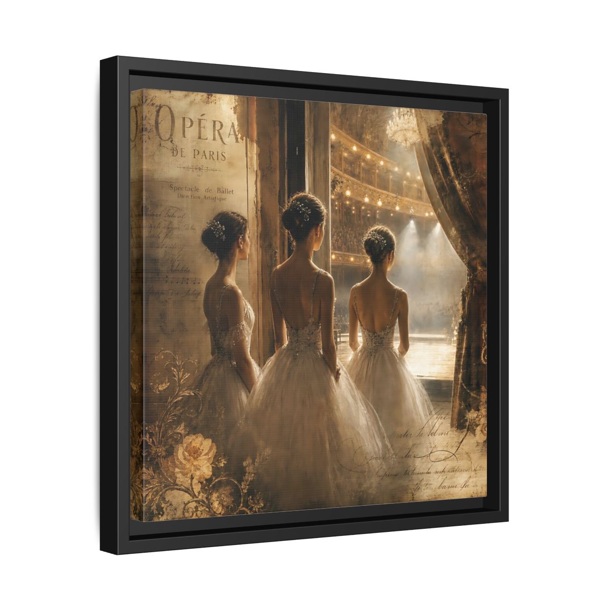 Side Mockup 32. Backstage At The Opera shown as framed canvas print