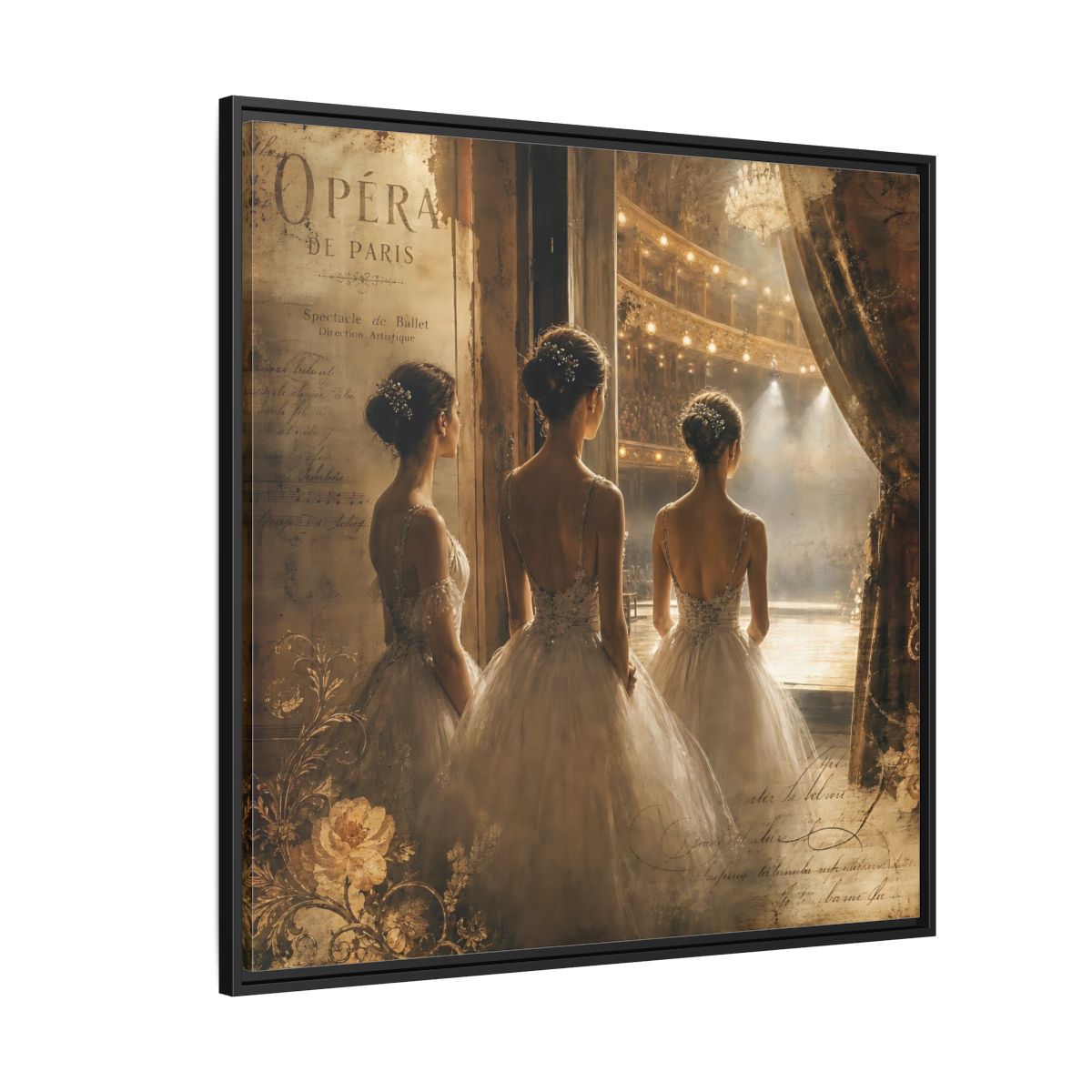 Side Mockup 6. Backstage At The Opera shown as framed canvas print