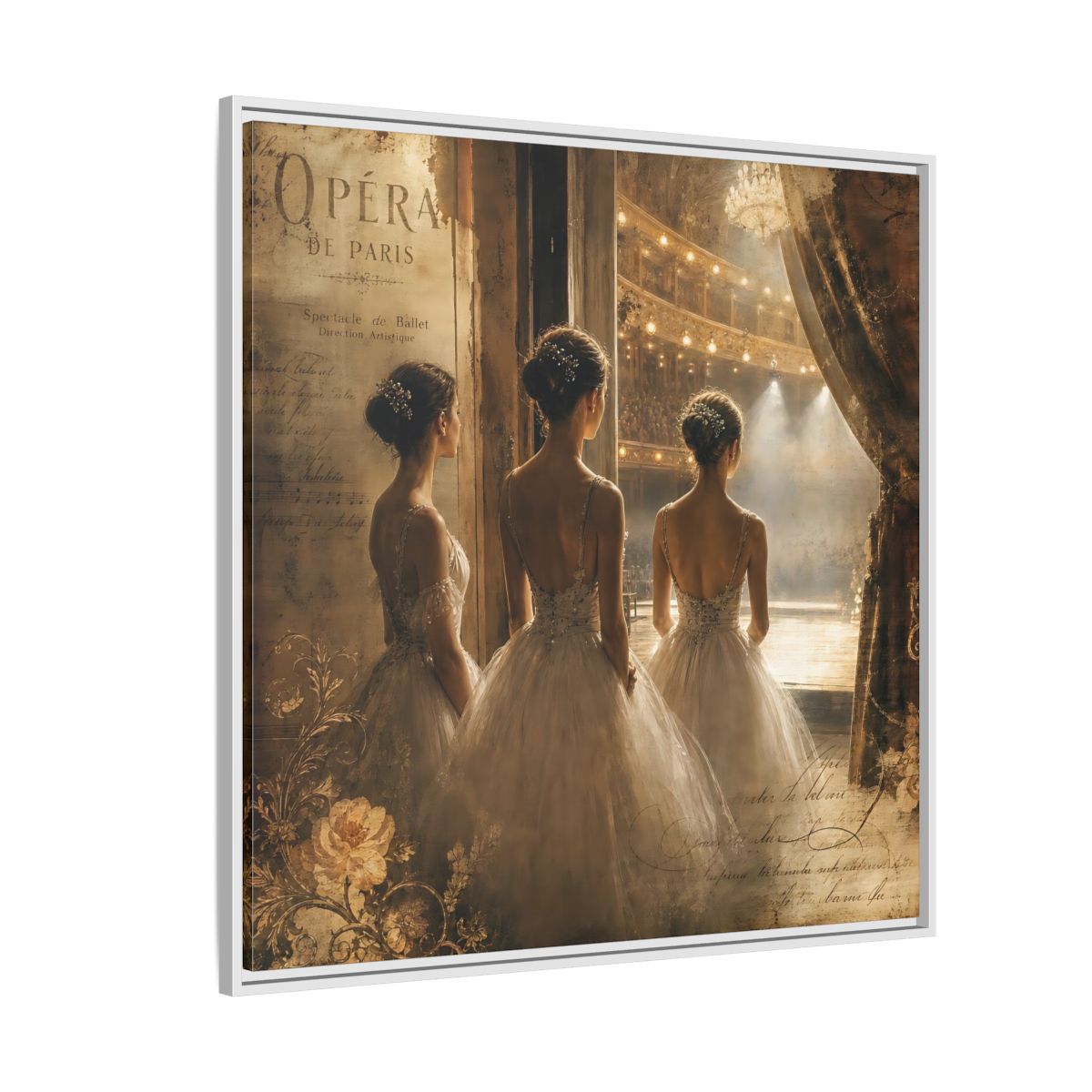 Side Mockup 4. Backstage At The Opera shown as framed canvas print