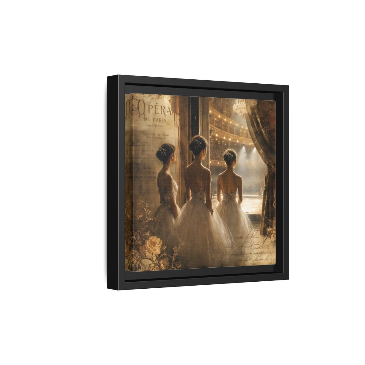 Side Mockup 21. Backstage At The Opera shown as framed canvas print