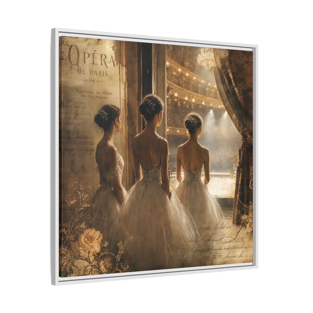 Side Mockup 25. Backstage At The Opera shown as framed canvas print