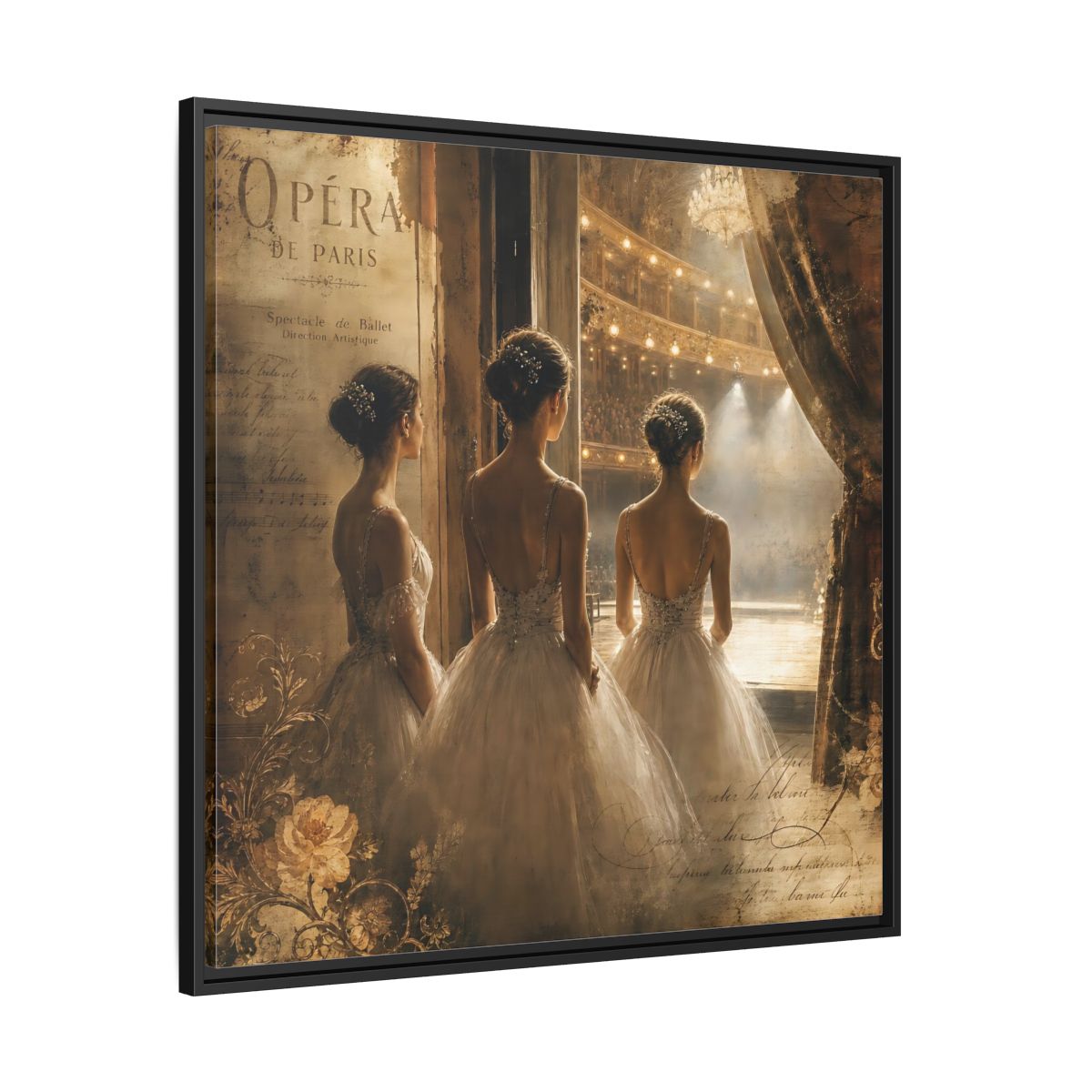 Side Mockup 30. Backstage At The Opera shown as framed canvas print