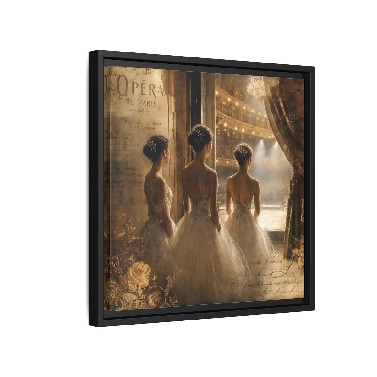 Side Mockup 15. Backstage At The Opera shown as framed canvas print