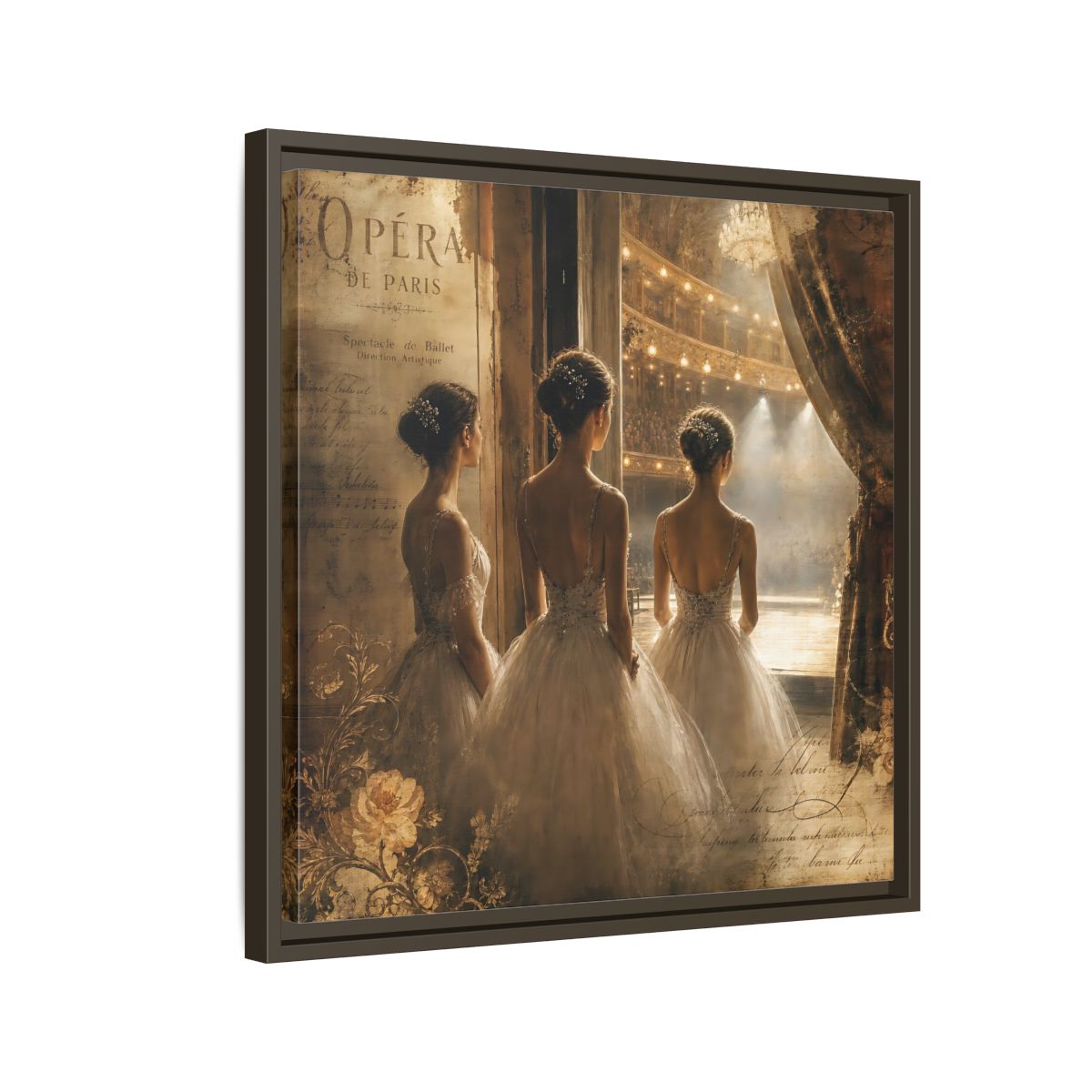Side Mockup 11. Backstage At The Opera shown as framed canvas print