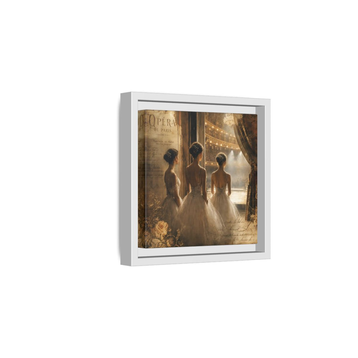 Side Mockup 1. Backstage At The Opera shown as framed canvas print