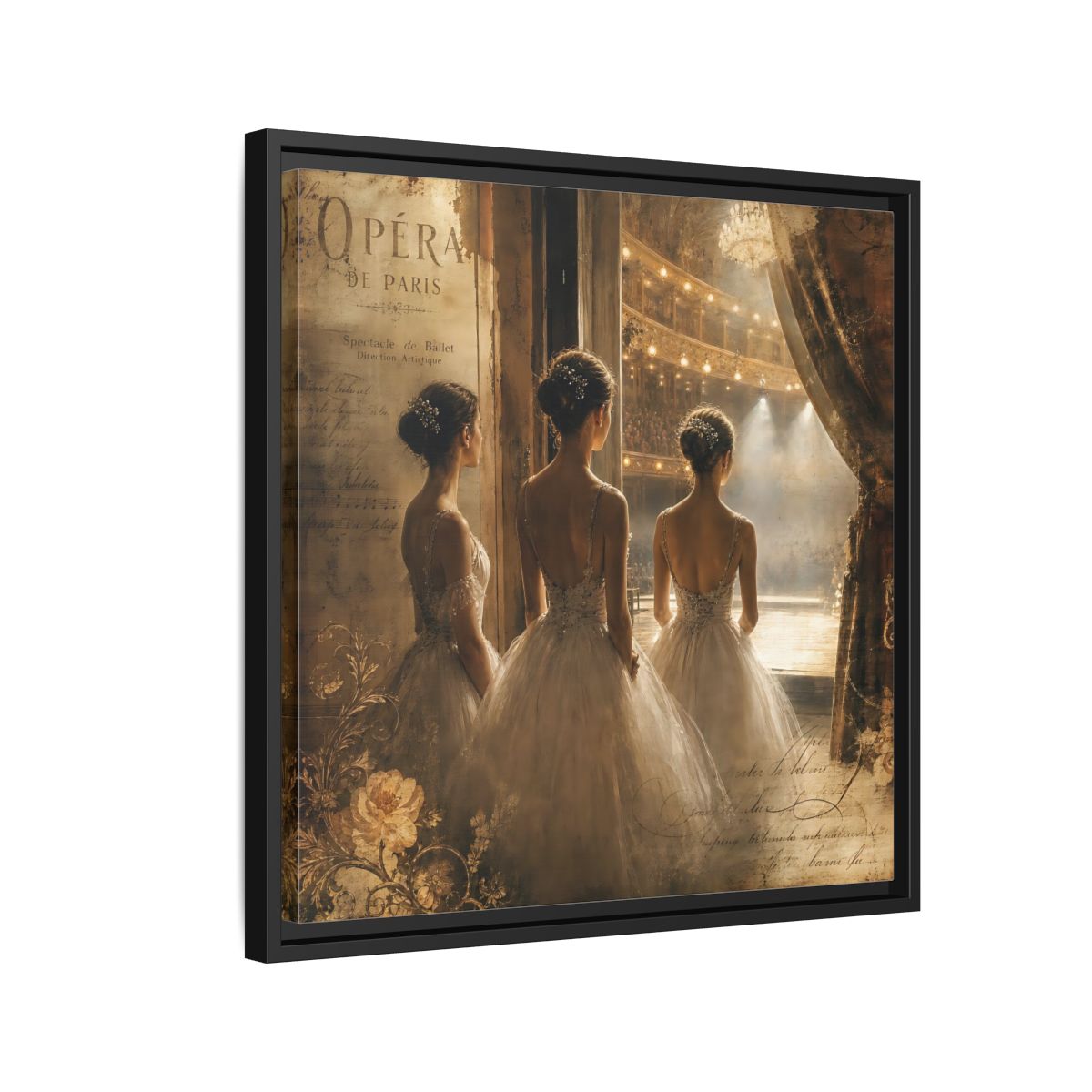 Side Mockup 12. Backstage At The Opera shown as framed canvas print