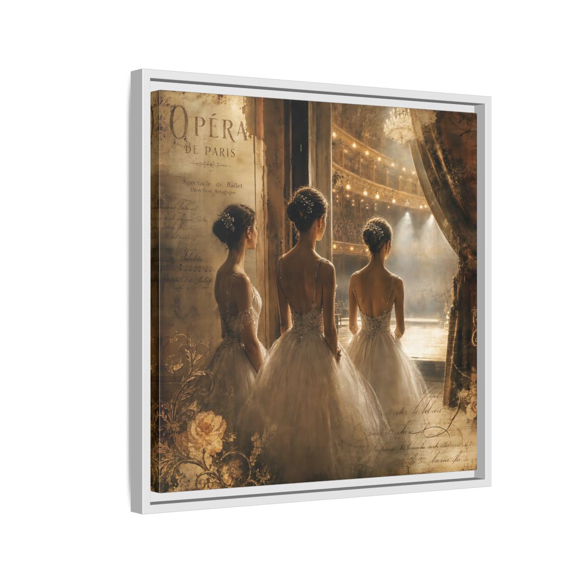 Side Mockup 10. Backstage At The Opera shown as framed canvas print