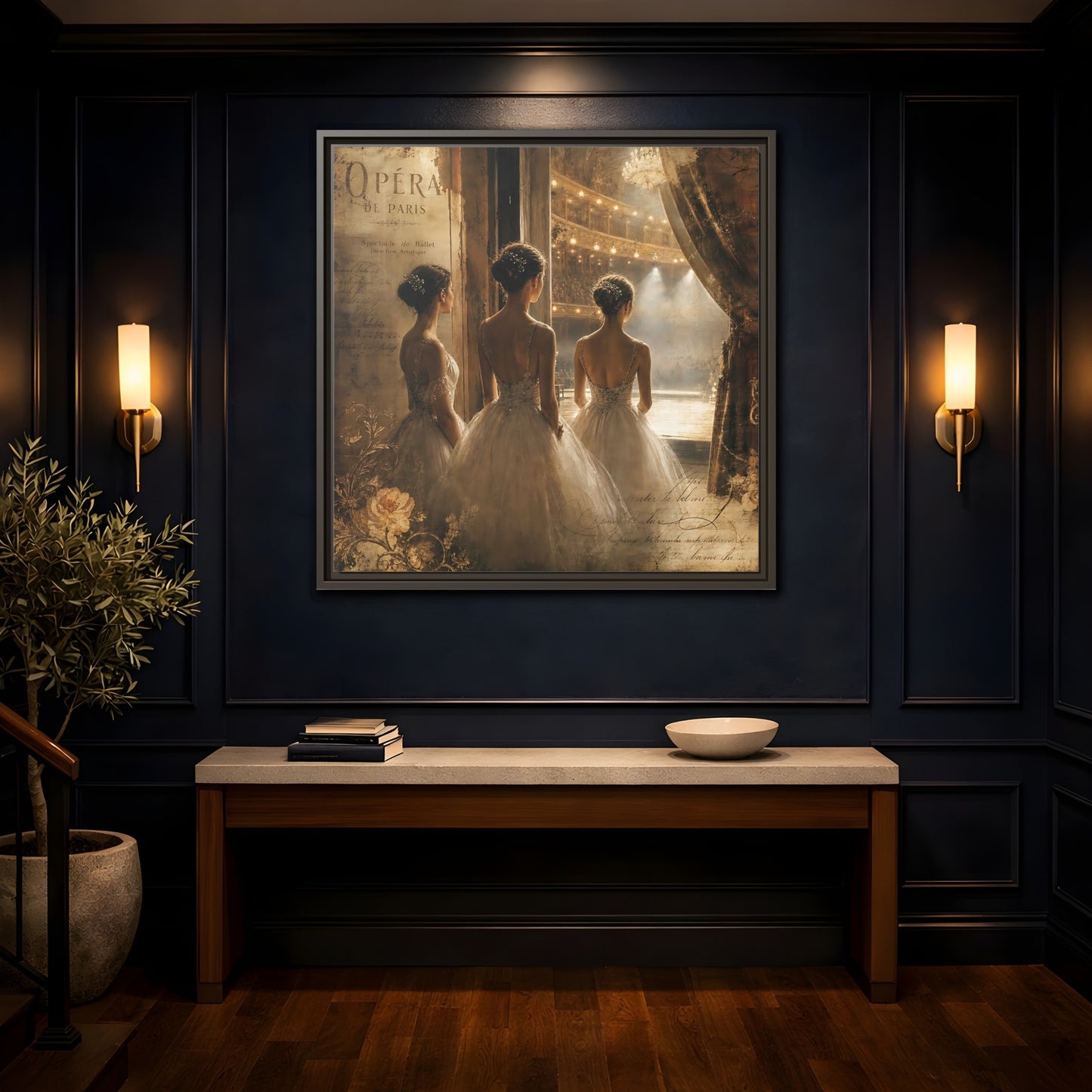 Mockup 4. Backstage At The Opera shown as framed canvas print
