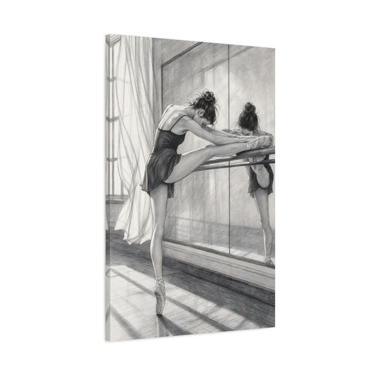 Main Mockup. Ballerina At The Barre shown as canvas print
